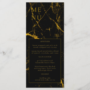 Menu Mariage Texture Marbre Noir Or