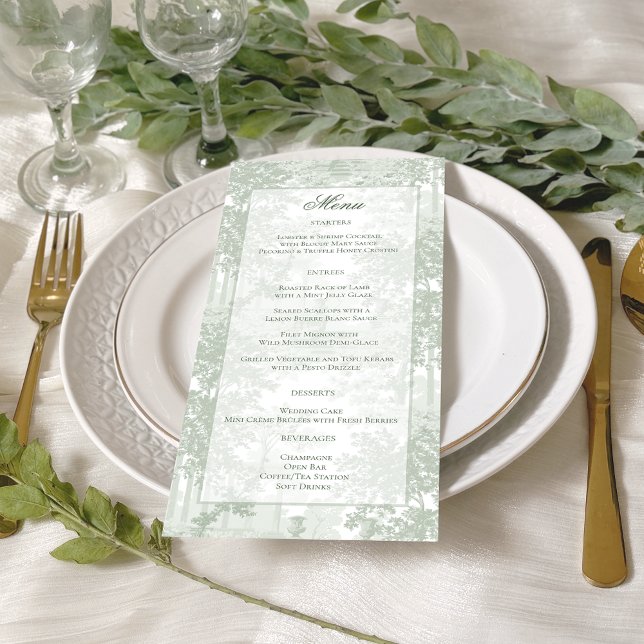 Menu Mariage Toile de Paysage Vert Sauge Classique (Créateur téléchargé)