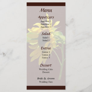 Menu Mariage tournesol rétroéclairé