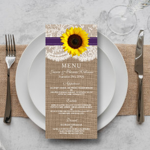 Menu Mariage Tournesol Rustique