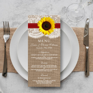 Menu Mariage Tournesol Rustique