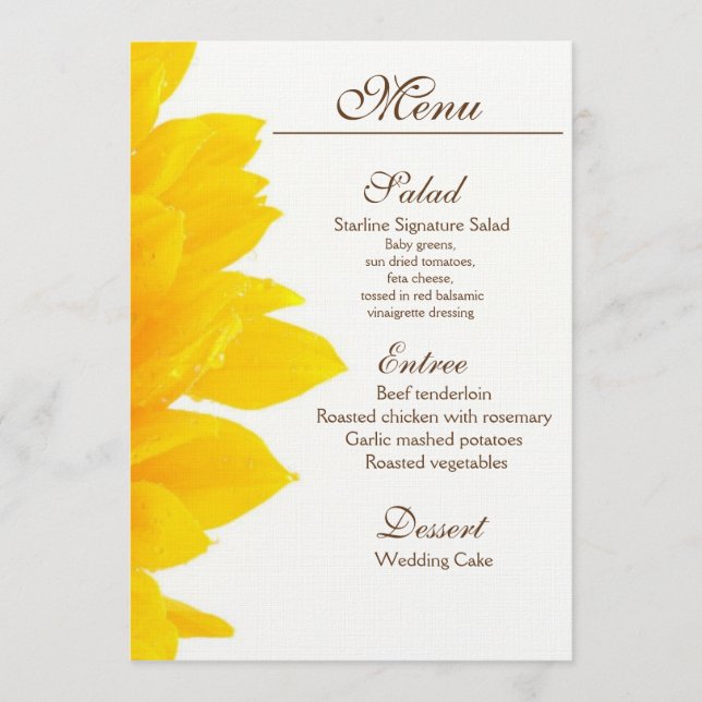 Menu Mariage Tournesol Rustique (Devant)