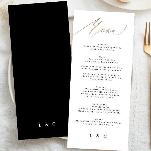 Menu Mariage traditionnel élégant de calligraphie en or (Créateur téléchargé)