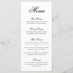 Menu Mariage traditionnel noir et blanc Formal élégant
