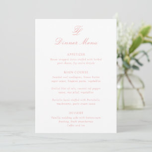 Menu Mariage Traditionnel Rose Corail Élégant