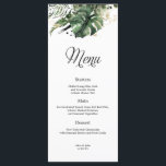 Menu Mariage Tropical Gold and Greenery<br><div class="desc">Cet élégant menu Mariage Tropical Gold and Greenery est le moyen idéal pour ajouter une touche de romantisme à votre journée spéciale. Doté d'un magnifique design Tropical Gold and Greenery, ce menu s'ajoutera à tout thème mariage. Chaque menu est soigneusement conçu pour présenter vos plats de façon élégante et sophistiquée....</div>