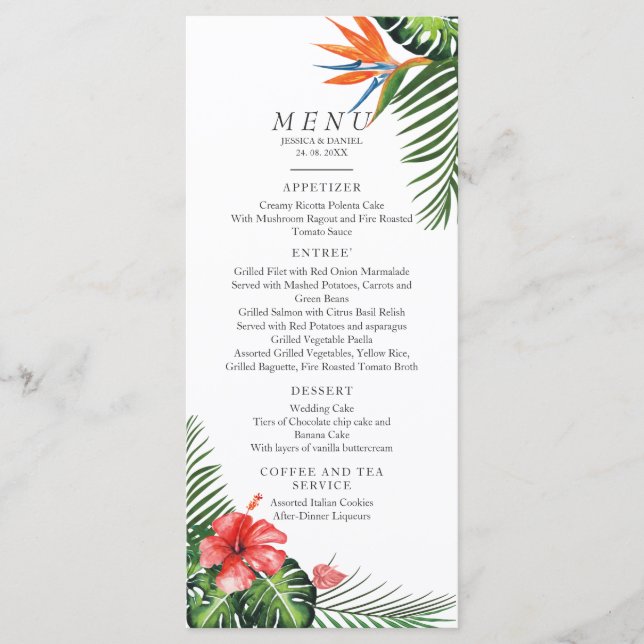 Menu Mariage Tropical Vibrant (Devant)