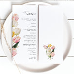 Menu Mariage Tulip<br><div class="desc">Notre superbe menu Mariage Tulip allie élégance, style et beauté intemporelle. Ce menu chic est décoré d'aquarelles peintes à la main de tulipes jaunes, roses et crème conçues pour encapsuler la délicieuse fraîcheur du printemps. Avec une approche moderne et minimaliste, ces invitations uniques apportent une touche douce et sophistiquée qui...</div>