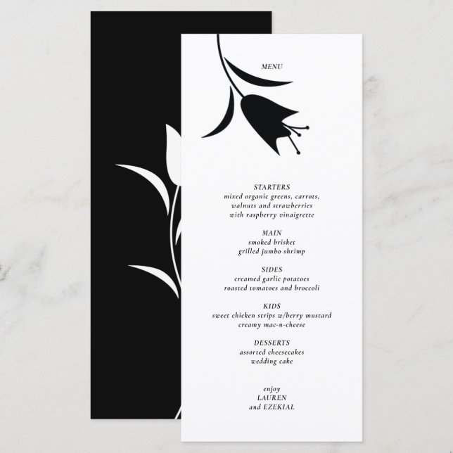 MENU MARIAGE TULIP NOIR MOD (Devant / Derrière)