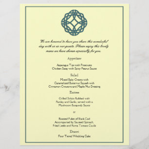 Menu Mariage turquoise Celtic Eternity Knot