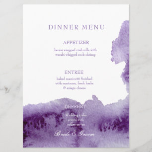 Menu Mariage Ultra Violet Elegant