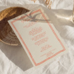 Menu Mariage unique original peint à la main<br><div class="desc">Un menu coloré rétro moderne et chaleureux mariage rouge vif pour le dîner. Ce qui présente un design modèle chic de boho vintage laiteux arrière - plan et de la typographie rouge et menu écrit à la main en rouge. Et cadre peint à la main. . Parfait et assorti à...</div>