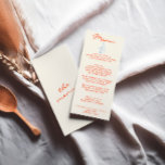 Menu Mariage unique Peint Peint Peint À La Main Écrit<br><div class="desc">Un menu coloré rétro moderne et chaleureux mariage rouge vif pour le dîner. Ce qui présente un design modèle chic de boho vintage laiteux arrière - plan et de typographie orange et menu écrit à la main en orange. Et le verre de champagne dessiné à la main et la bouteille...</div>