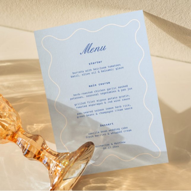 Menu Mariage Vague Bleu sur la Côte  (Créateur téléchargé)