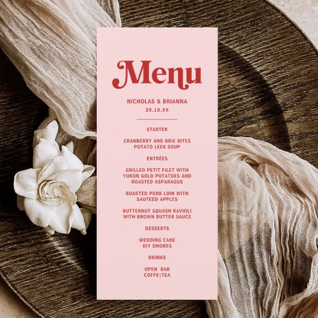 Menu Mariage Valentin rouge et rose (Créateur téléchargé)