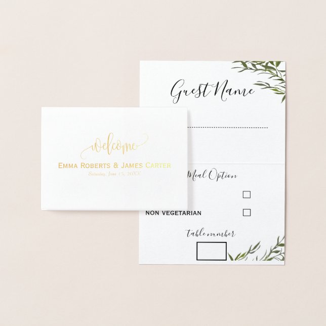 Menu Mariage verdoyant Choix Cartes de Place (Affichage)