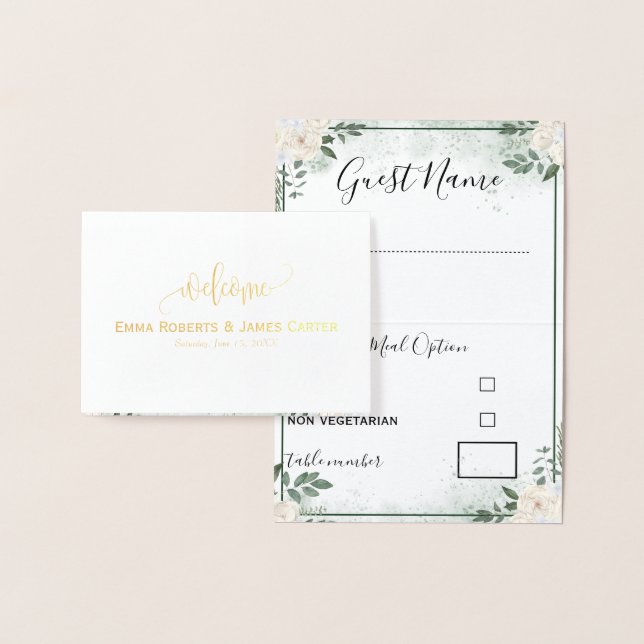 Menu Mariage verdoyant Choix Cartes de Place (Affichage)
