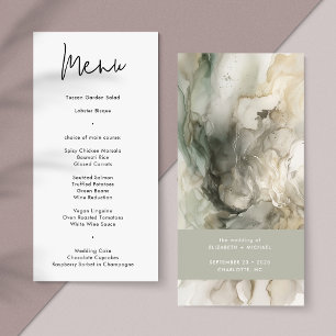 Menu Mariage vert Abstrait moderne de la peinture