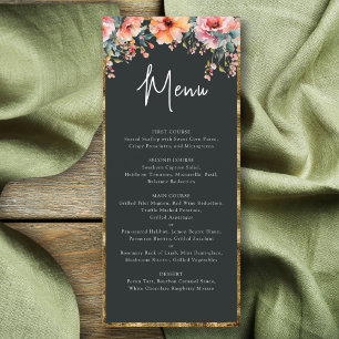 Menu Mariage vert de la trame d'or floral rustique