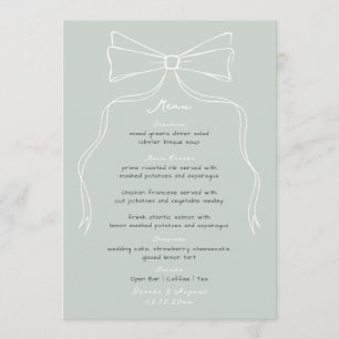 Menu Mariage vert de l'arête à main tirée