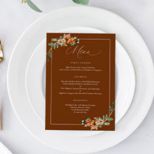 Menu Mariage Vert Émeraude et Rouille Orange Brûlé