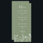 Menu Mariage vert fleur sauvage Boho<br><div class="desc">Boho menu simple fleur sauvage vert mariage menu.</div>