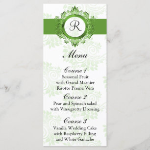 menu mariage vert monogramme