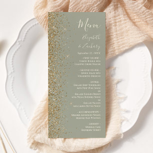 Menu Mariage Vert Sauge Paillettes Or Moderne