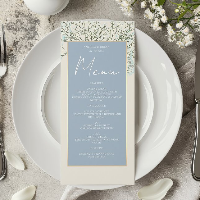 Menu Mariage Vintage Bleu Poussiéreux (Créateur téléchargé)