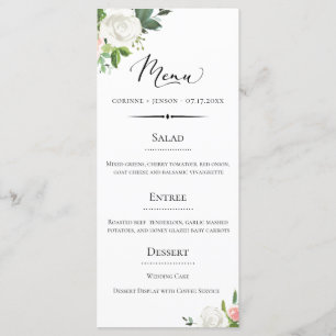 Menu Mariage vintage Déco Floral