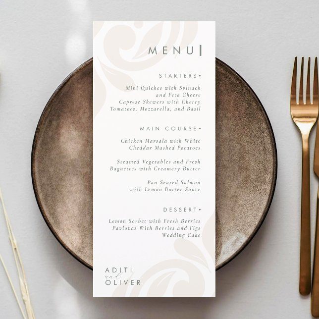 Menu Mariage Vintage Élégant Typographie Sauge (Créateur téléchargé)