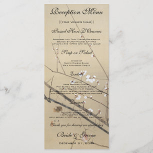 Menu Mariage Vintage, Hibou Japonais et Arbre à Prunes
