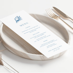 Menu Mariage vintage Main Drake Blue Seashell