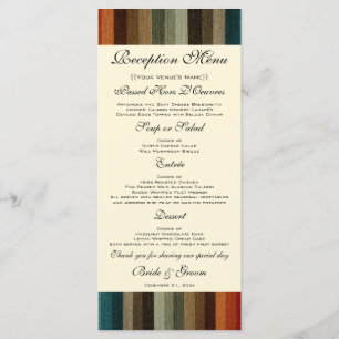 Menu Mariage vintage, Motif des rayures d'automne chaud