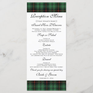 Menu Mariage vintage, Tartan Davidson Motif moderne