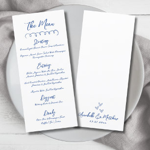 Menu Mariage Whimsical Bleu Simple