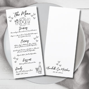 Menu Mariage Whimsical français Dessin à la main