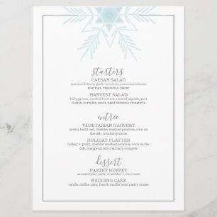 Menu mariage WINTER WONDERLAND bleu moderne