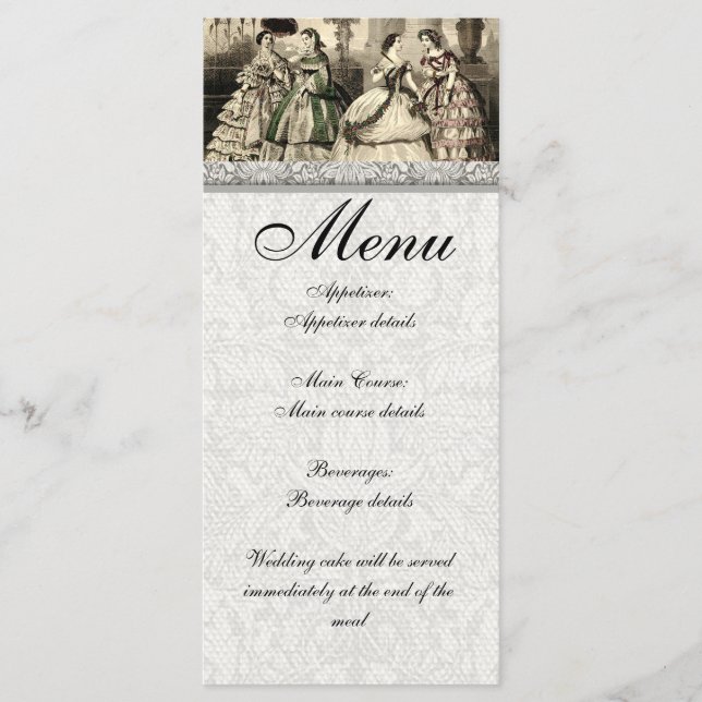 Menu Mariée Antique Vintage Mariage (Devant)