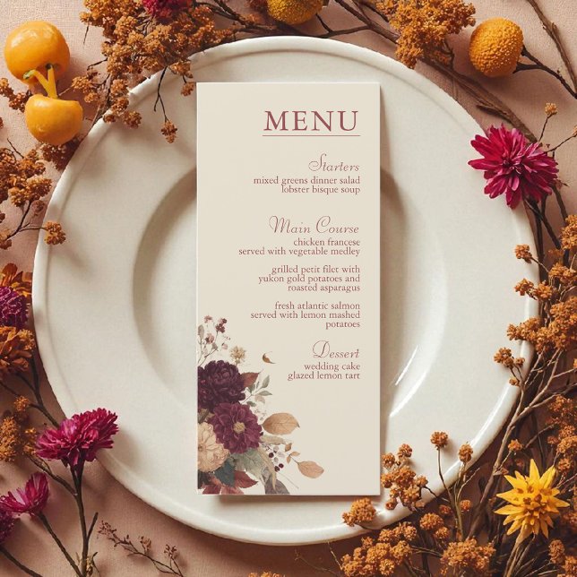 Menu Marigold Rustic Boho Automne Floral Mariage (Créateur téléchargé)