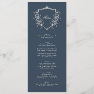 Menu Marine bleu Crest Classique Mariage élégant