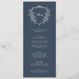 Menu Marine bleu Crest Classique Mariage élégant