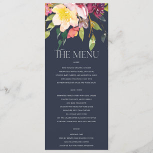 MENU MARINE JAUNE BURGUNDY BURGUNDY FLORAL BUNCH MARIAG