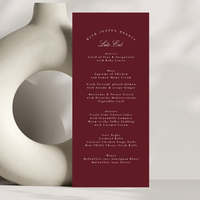 Menu Maroon Burgundy Classic Calligraphie Mariage offic (Créateur téléchargé)