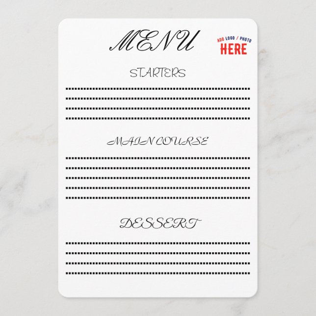 MENU MARQUE BLANCHE VERIFIEE PERSONNALISABLE MODERNE ET (Devant)