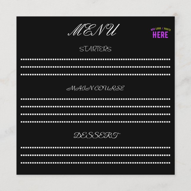 MENU MARQUE VERIFIEE NOIRE PERSONNALISABLE MODERNE ET C (Devant)