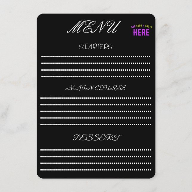 MENU MARQUE VERIFIEE NOIRE PERSONNALISABLE MODERNE ET C (Devant)