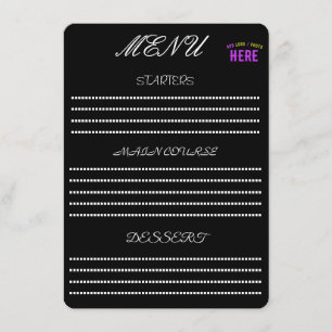 MENU MARQUE VERIFIEE NOIRE PERSONNALISABLE MODERNE ET C