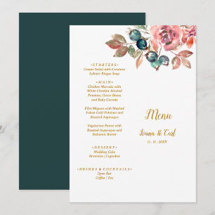 Menu MARY Rose couleur d'eau Emerald Mariage vert