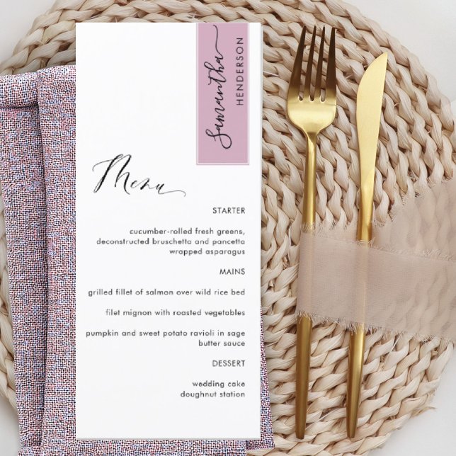 Menu Mauve personnalisée avec le nom d'hôte Elegant Men (Créateur téléchargé)